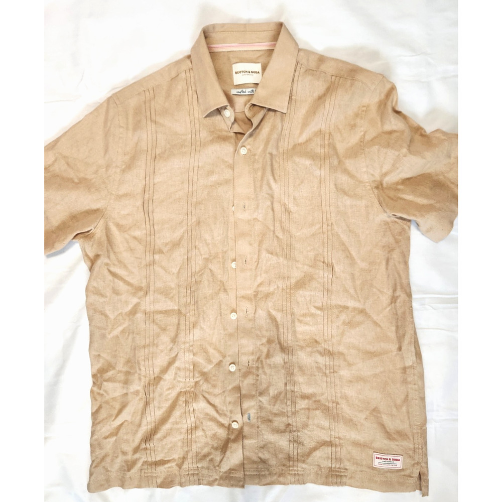 Scotch & Soda Tan Short-Sleeve Button-Down Shirt